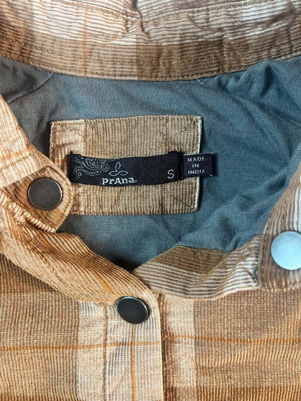 prAna Women's Brown Plaid Corduroy Snap-Button Shirt Jacket Organic Cotton Small - Picture 5 of 11